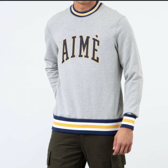 Aimé Leon Dore Collegiate Crew Sweater Gray Crew Neck Size M - Picture 2 of 7